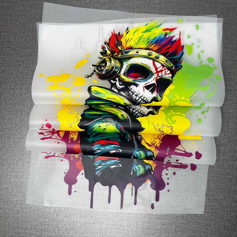High Quality Custom Skull Design Heat Transfer Stickers Easy-to-Press DTF Technology for T-Shirts & Clothing Cotton Fabric Bags
