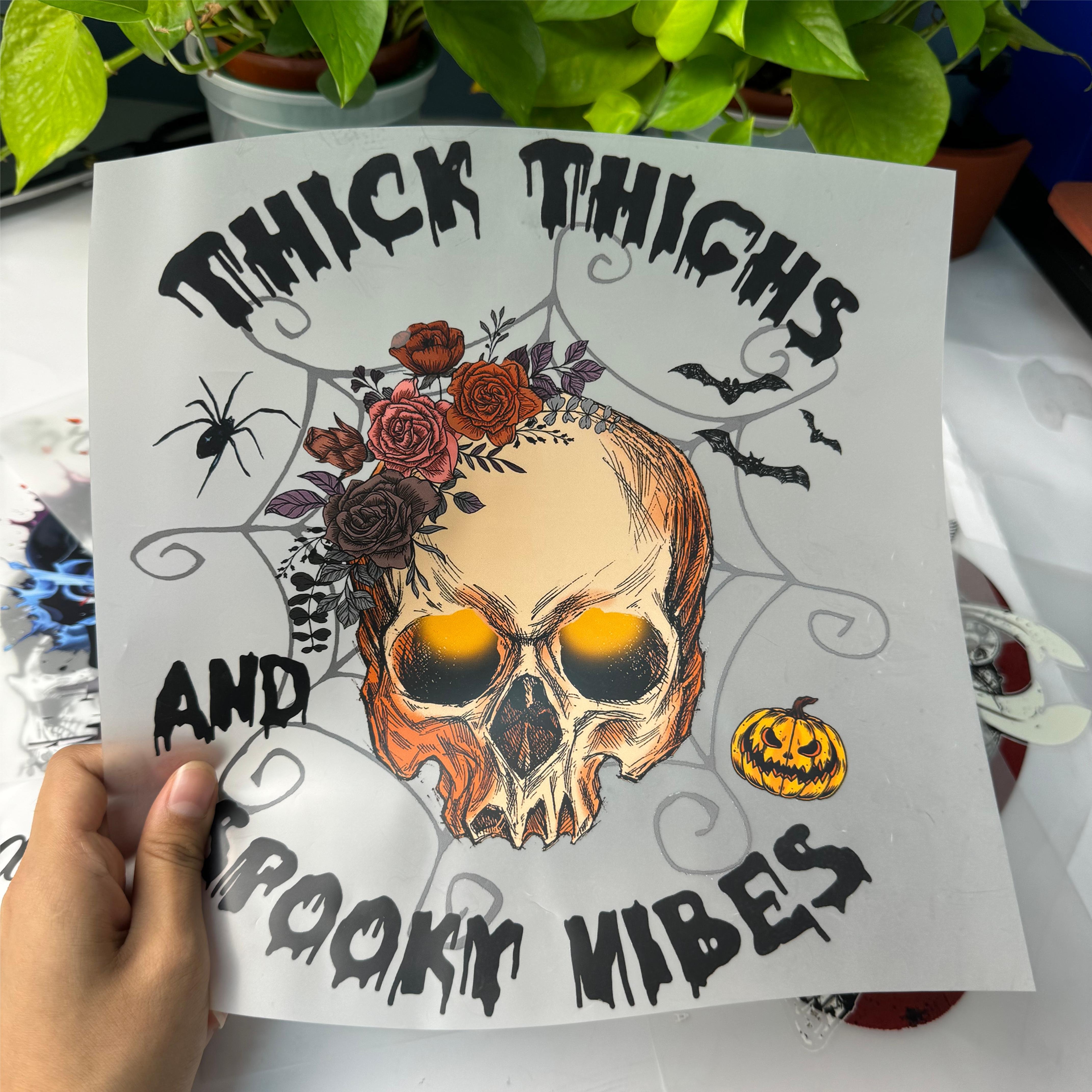 High Quality Custom Skull Design Heat Transfer Stickers Easy-to-Press DTF Technology for T-Shirts & Clothing Cotton Fabric Bags