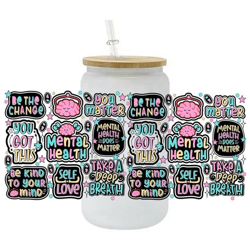 100+ Hot Self Love Positive Daily Reminders Affirmations Motivation Inspirational UV DTF Cup Wrap Stickers for Glass Cup Use