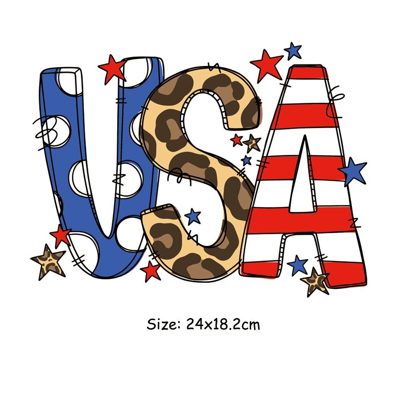 Sticker American Flag Wholesale Independence Day Iron Design DTF Plastisol Silk Screen Heat Transfer Printing Custom Garment