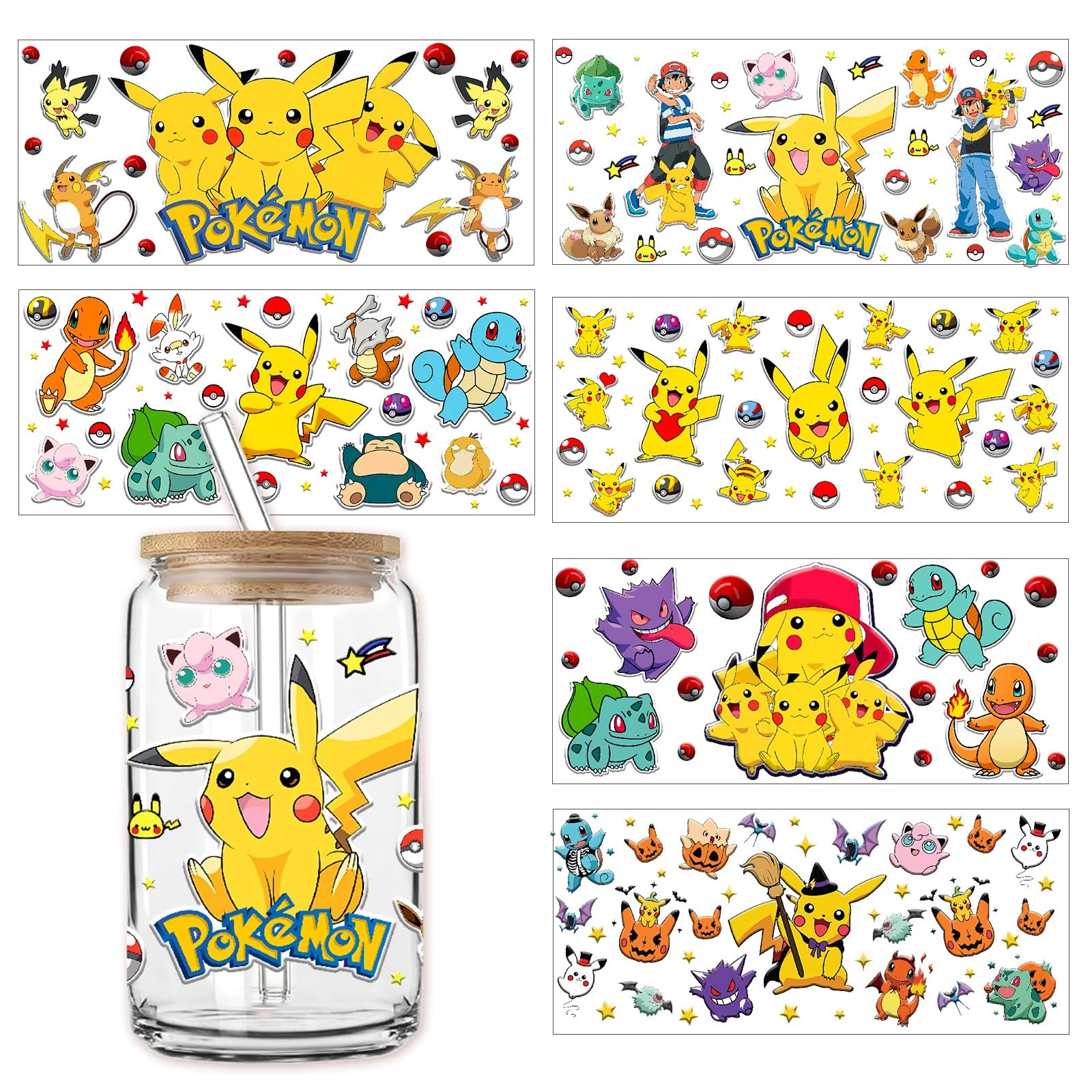 Good Selling 16oz Libbey UV DTF Custom Cup Wraps Ready for Transfer Printing Logo Tumbler Glass Can UV DTF Cup Wraps Ready Ship