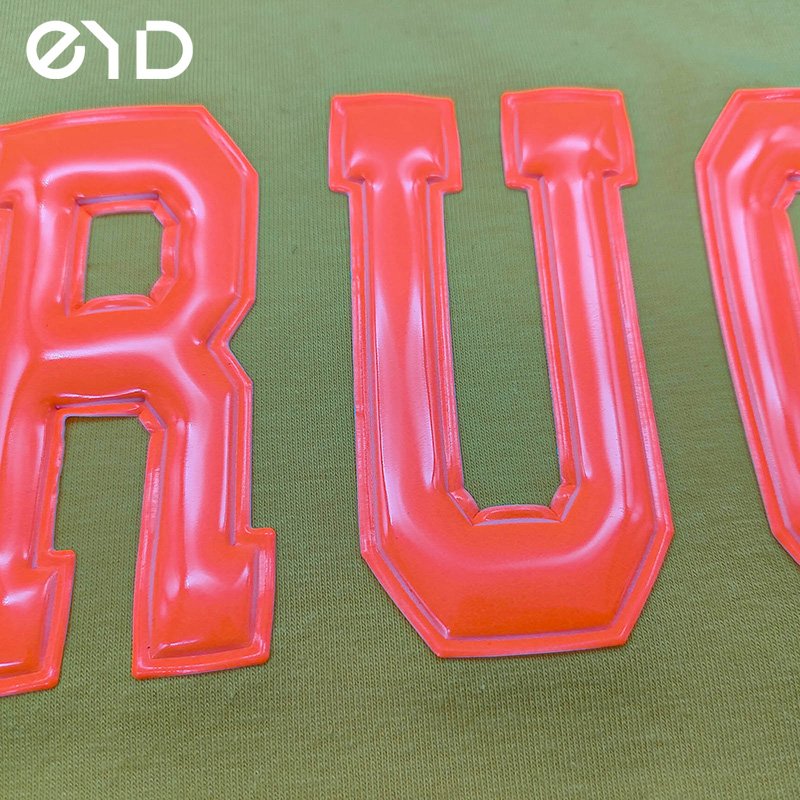 EYD Heat Transfer Colorful PU Vinyl Chenille Patches Custom Clothing Label Print Logo 3D Heat Transfer