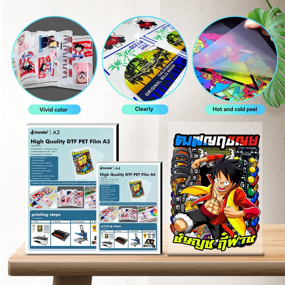 No Weeding Heat Press DTF Printer Transfer Film A3 Transfer Printing Paper For Dark Color T shirts Textiles PET Film DTF