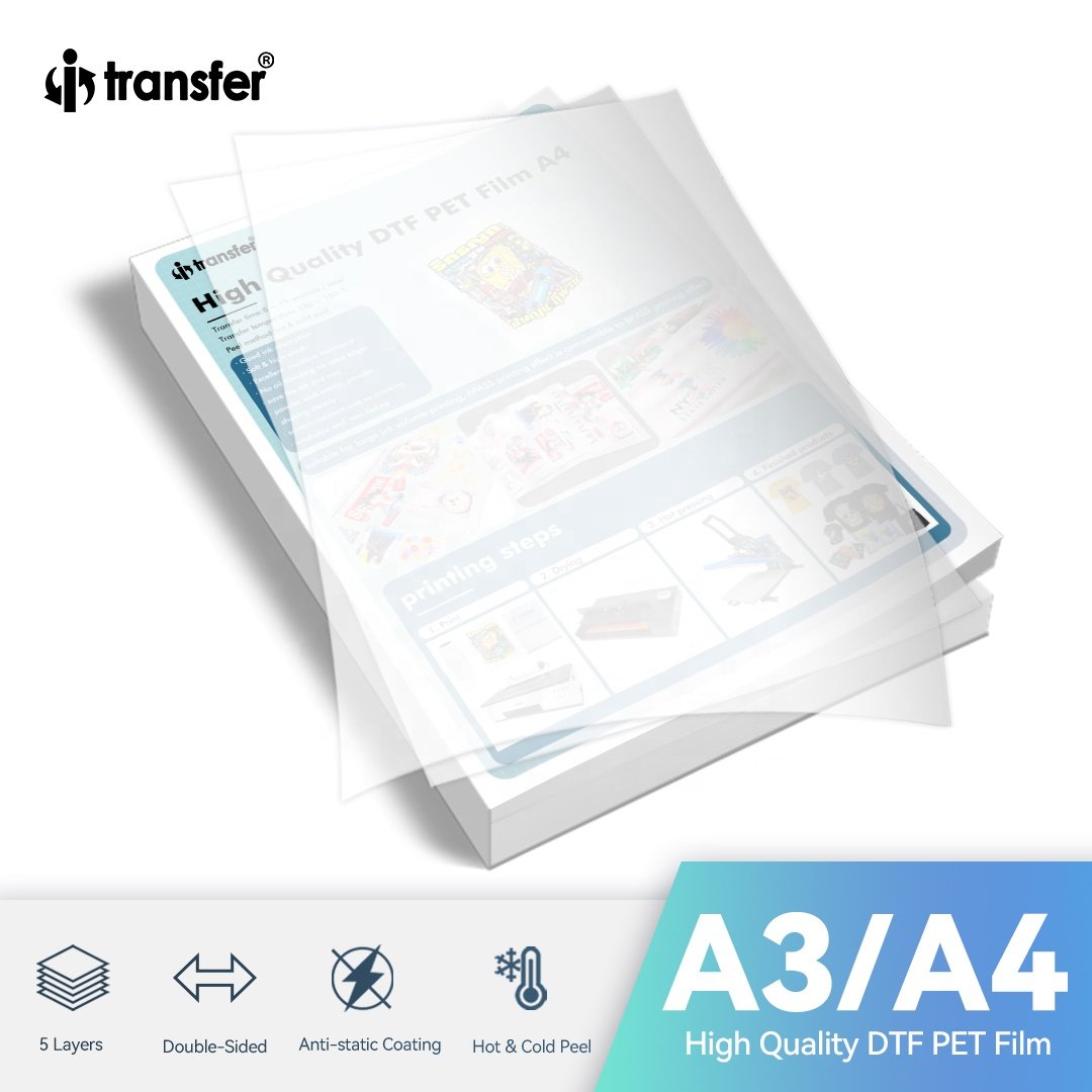 No Weeding Heat Press DTF Printer Transfer Film A3 Transfer Printing Paper For Dark Color T shirts Textiles PET Film DTF