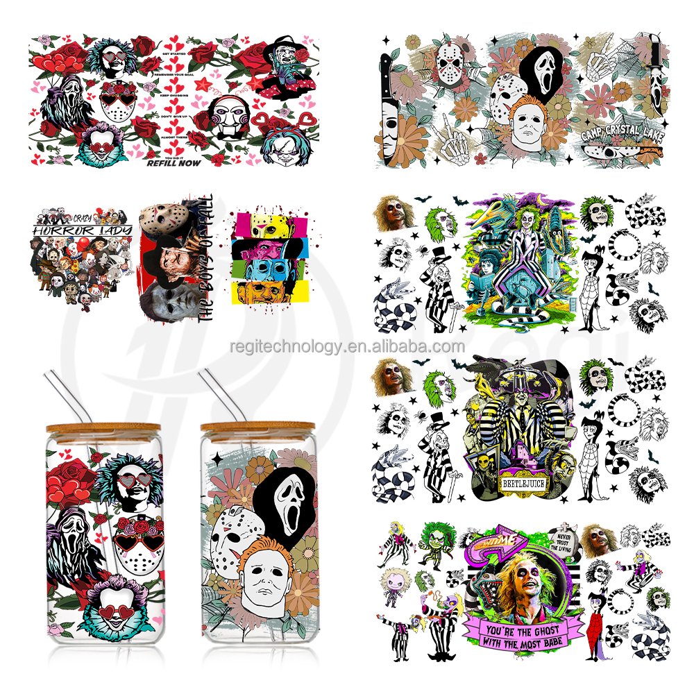Custom Uvdtf Cup Wraps Design Ready To Ship UV DTF Cup Wrap Transfer 16oz Printing Pegatina for Libbey Glass Cup Wrap Sticker