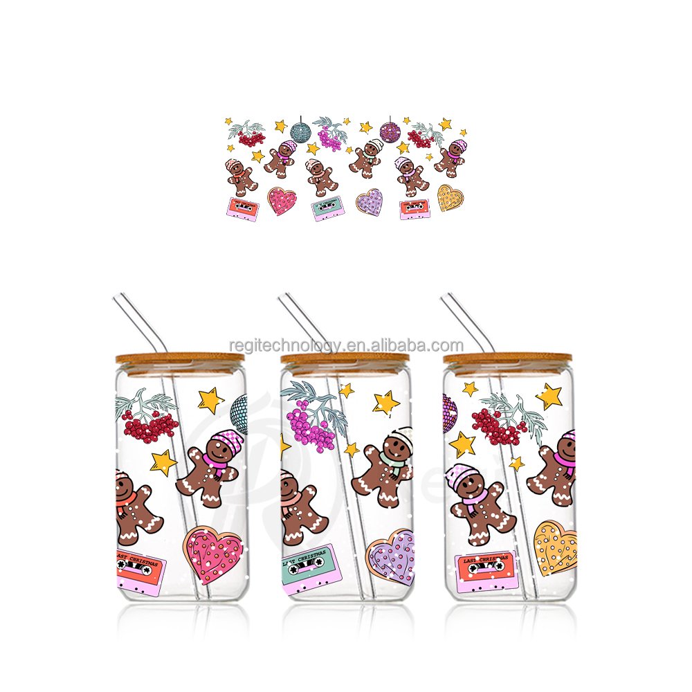 Custom Uvdtf Cup Wraps Design Ready To Ship UV DTF Cup Wrap Transfer 16oz Printing Pegatina for Libbey Glass Cup Wrap Sticker
