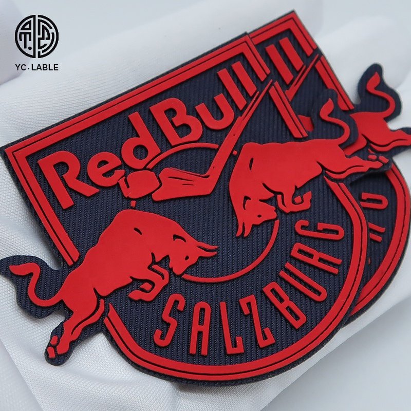 Custom 3D logo silicone heat transfer labels rubber patches for clothing