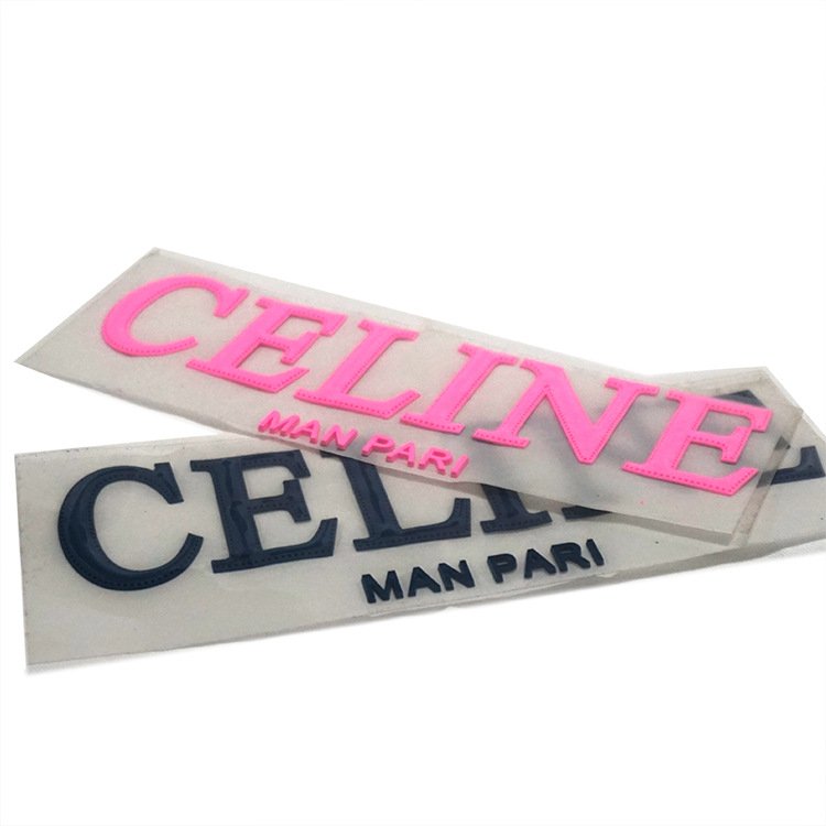 Custom Your Logo machine 3d silicone Printed Label sticker Garment Collar Heat Transfer neck Label Tags for Shirt