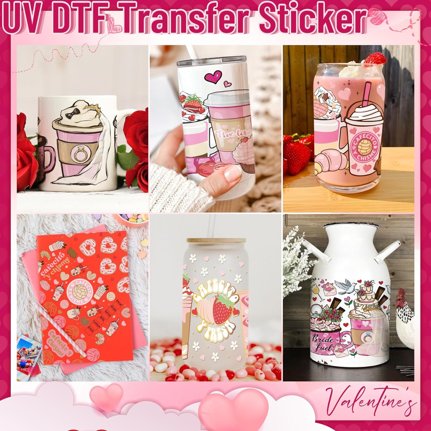 Wholesale Vinyl Decal Stickers Custom Cup Packaging Label Design Uv 3D Dtf Transfers Cup Wrap Label Sticker