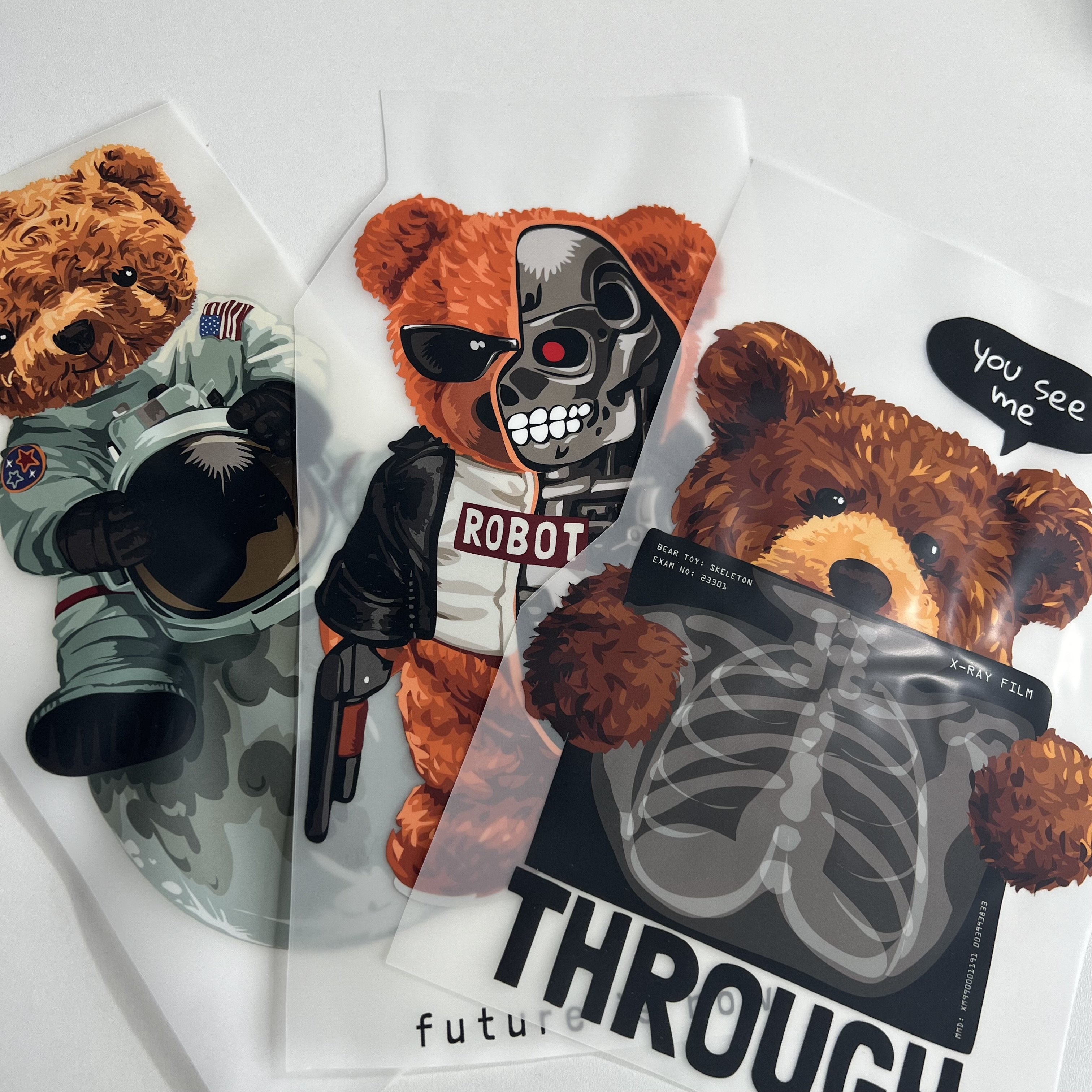Popular Bears Tshirts Clothes Stickers Iron Screen Plastisol Heat Transfer Printing Paper Offset DTF Heat Transfers