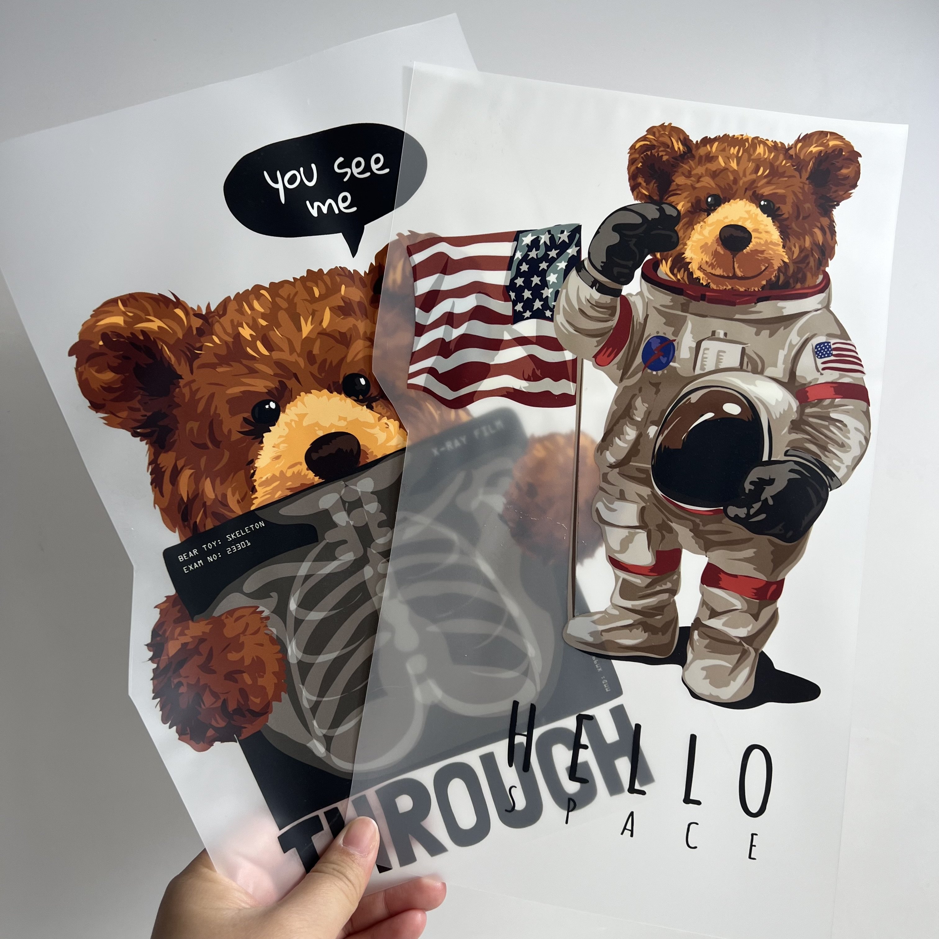 Popular Bears Tshirts Clothes Stickers Iron Screen Plastisol Heat Transfer Printing Paper Offset DTF Heat Transfers