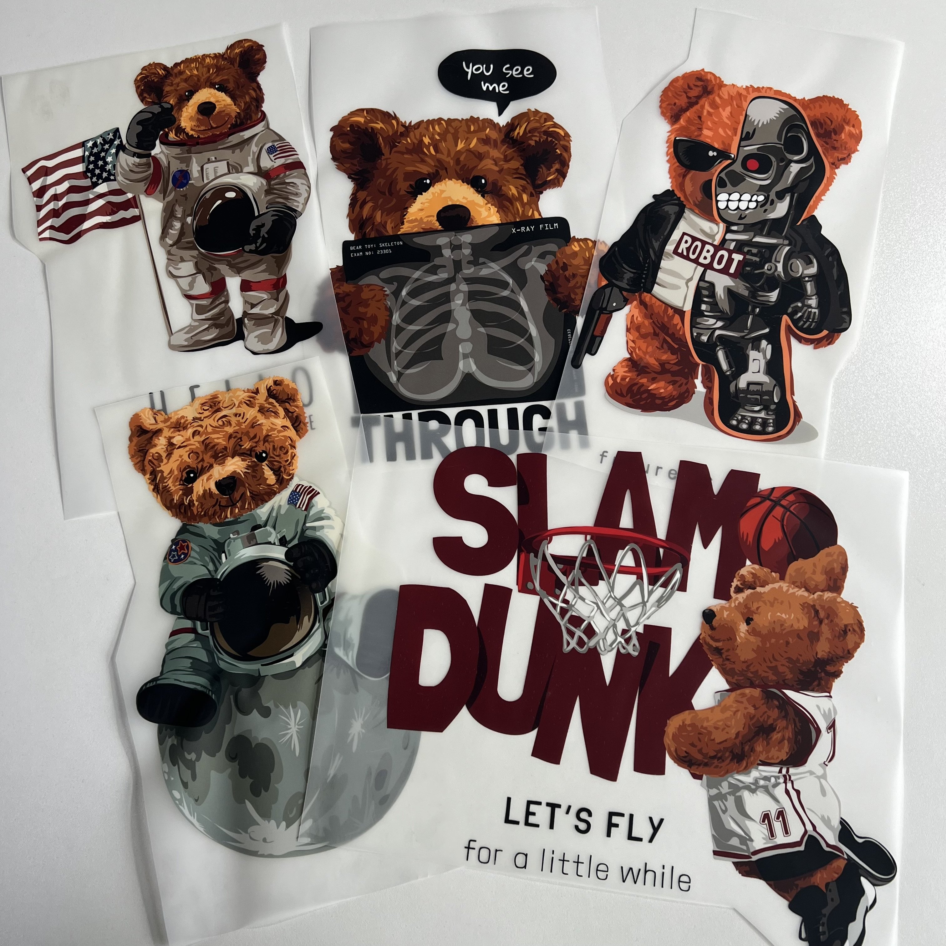 Popular Bears Tshirts Clothes Stickers Iron Screen Plastisol Heat Transfer Printing Paper Offset DTF Heat Transfers