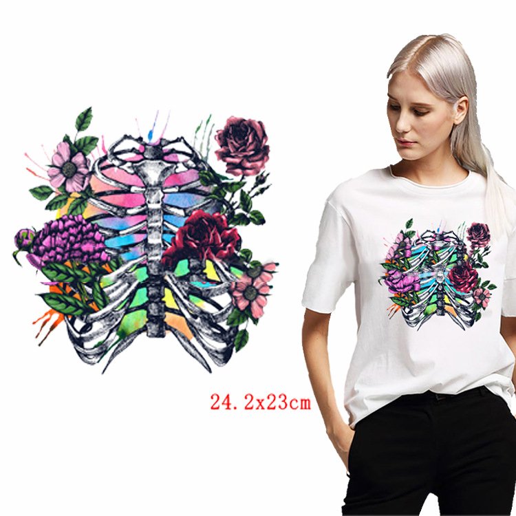Factory custom skull heat transfers heat press sticker transfer printing designs logo dtf film iron on transfer print