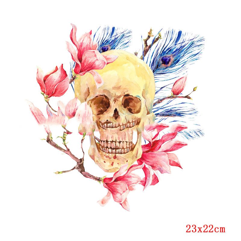 Factory custom skull heat transfers heat press sticker transfer printing designs logo dtf film iron on transfer print