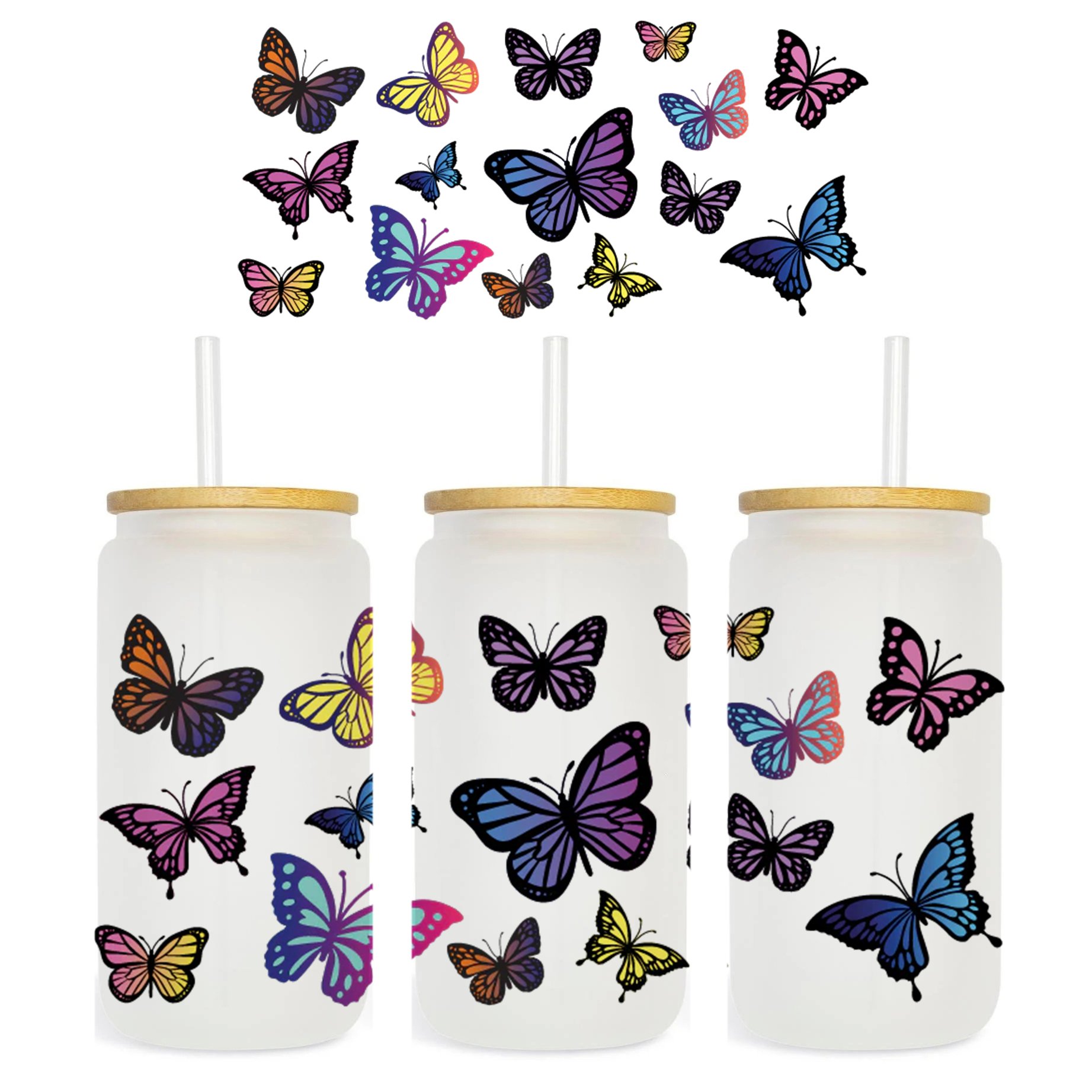 high quality custom uv dtf stickers wraps for 20 oz glass can pen wraps transfers waterproof stickers cup stickers