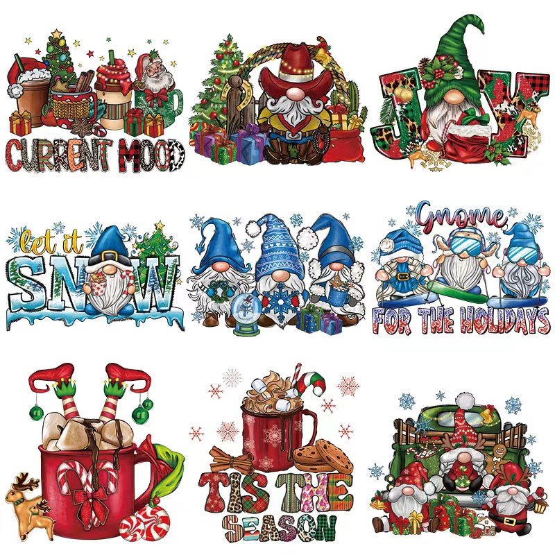 New screen printing transfer for t-shirts black santa christmas dtf transfers dtf christmas transfers designs ready to press