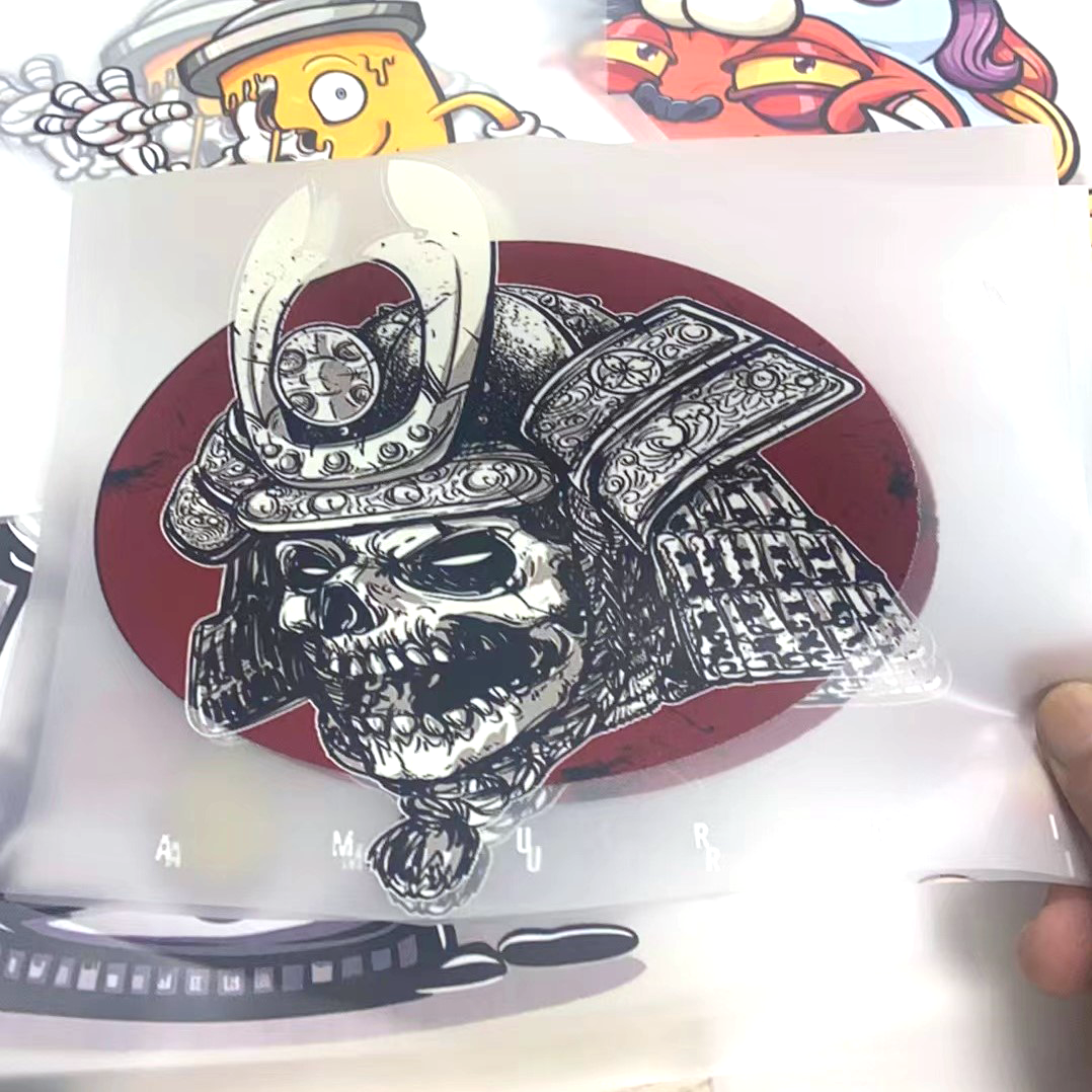 Custom Screenprint Screen Printing Transfer Sticker Designs Skull Pattern Logo plastisol Heat Transfer For t-shirt
