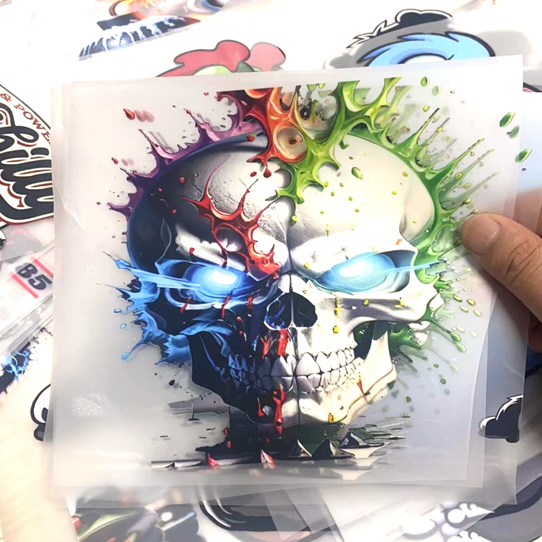 Custom Screenprint Screen Printing Transfer Sticker Designs Skull Pattern Logo plastisol Heat Transfer For t-shirt