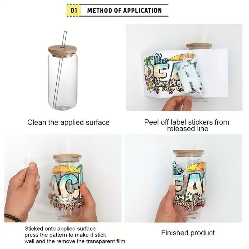 16oz Series Kulomi Crystal Sticker UV DTF Heat Transfer Printing Glass Label Washable Feature