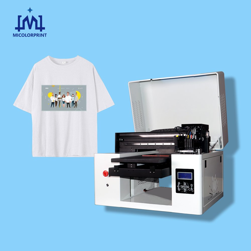 Hot Sale A3 Size Two Heads CMYK White Desktop Direct T Shirt Printing Machine For Custom Garment