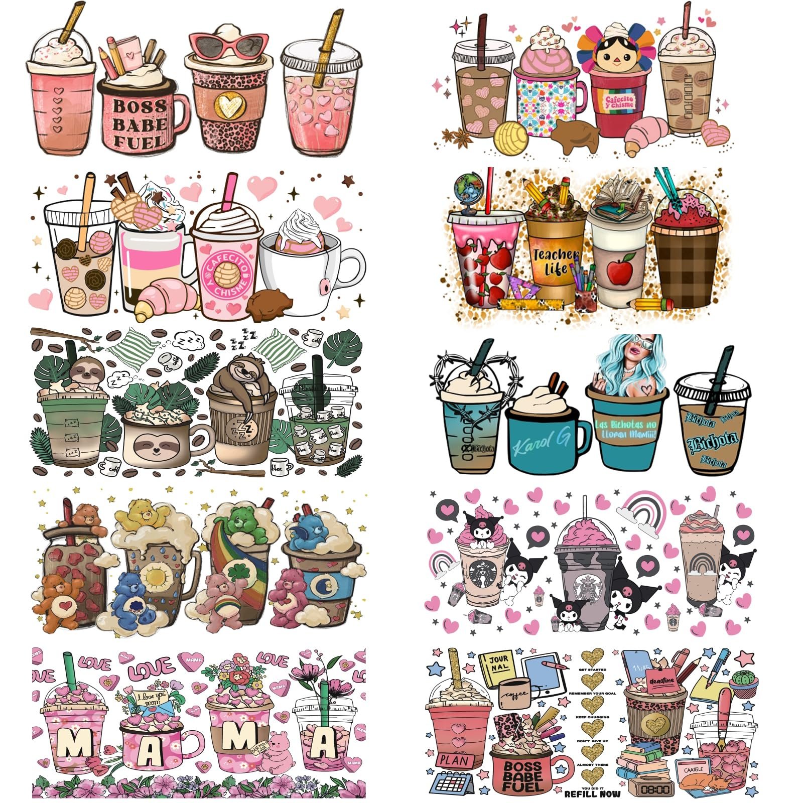 Rub on transfers for Crafts Christmas UV Transfer sticker for Mug Coffee Cups Tumblers UV DTF Cup Wrap UV Transfer sticker