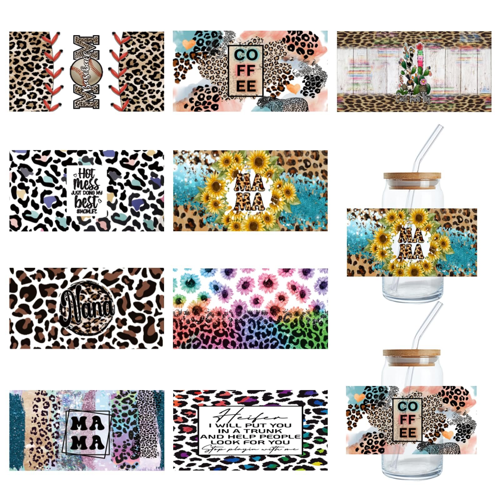 Rub on transfers for Crafts Christmas UV Transfer sticker for Mug Coffee Cups Tumblers UV DTF Cup Wrap UV Transfer sticker