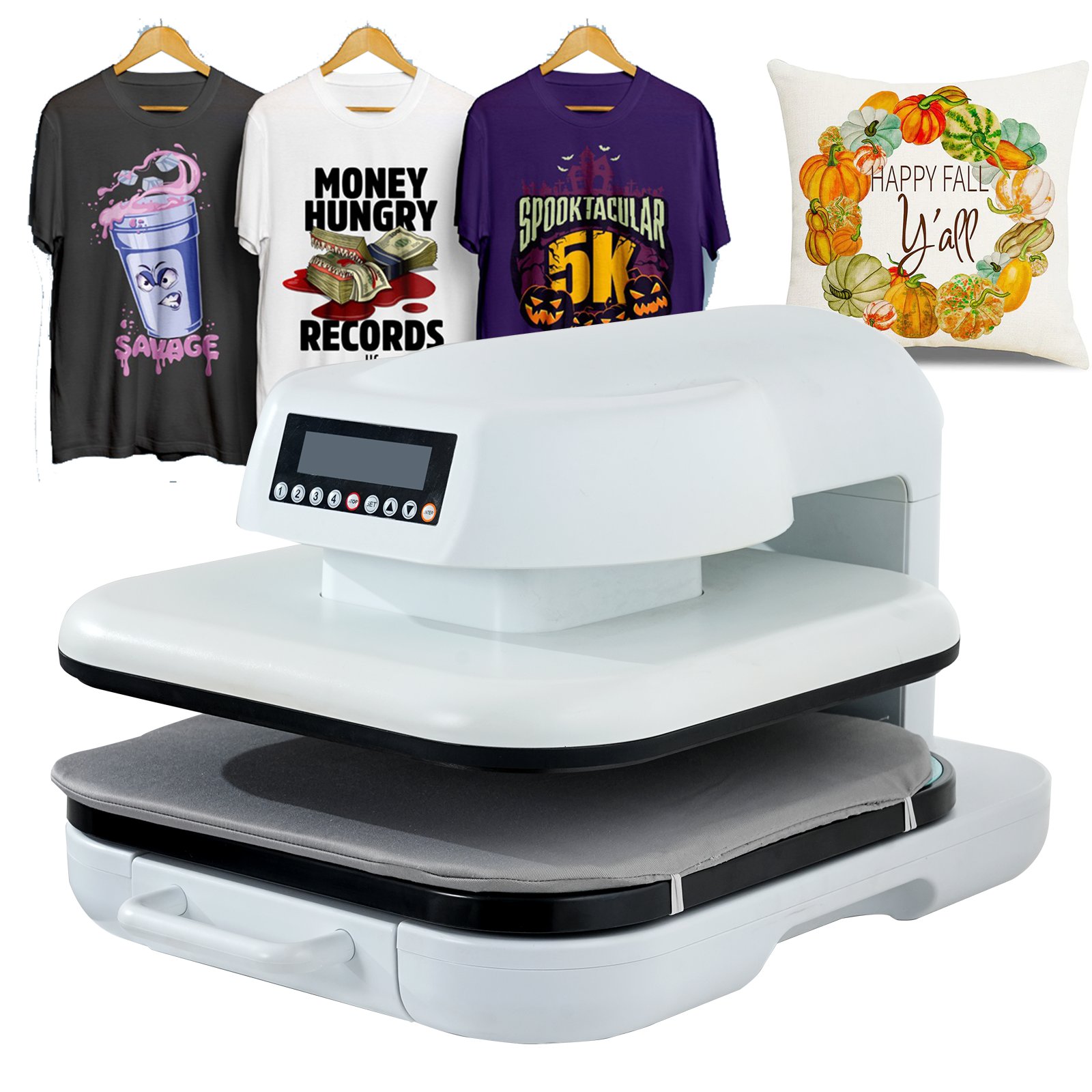 Auto open 38x38cm 15x15 heat press tshirt printing printer machine for t-shirt