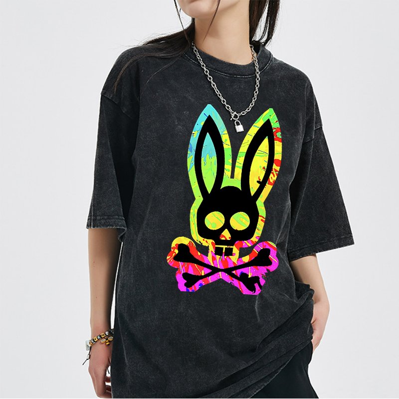 Custom high quality hot press washable rabbit design Label T-shirt clothing Cotton transfer printing DTF heat transfer printing
