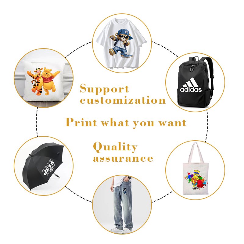 Custom high quality hot press washable rabbit design Label T-shirt clothing Cotton transfer printing DTF heat transfer printing