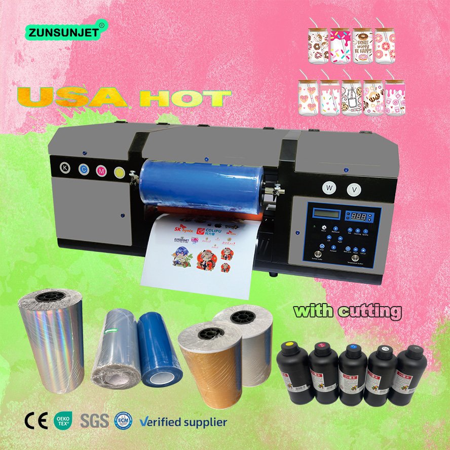 ZUNSUNJET digital a3 New Dual Xp600 Printheads uvdtf Dtf Uv dtf transfer sticker roll to roll impresora Printer printing machine