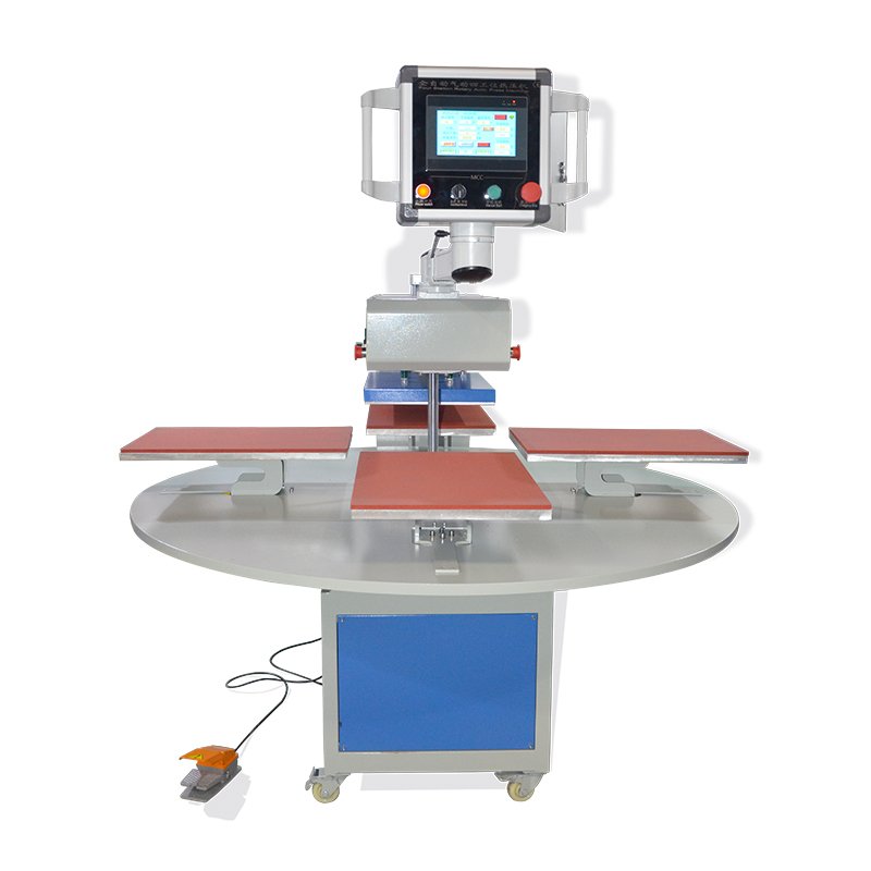 Factory Support Size Customized Automatic 4 worktable rotary pneumatic heat press machine 60x40 for industrial garment t shirt