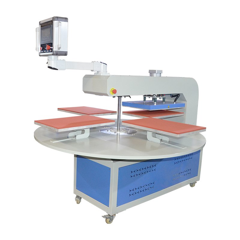 Factory Support Size Customized Automatic 4 worktable rotary pneumatic heat press machine 60x40 for industrial garment t shirt