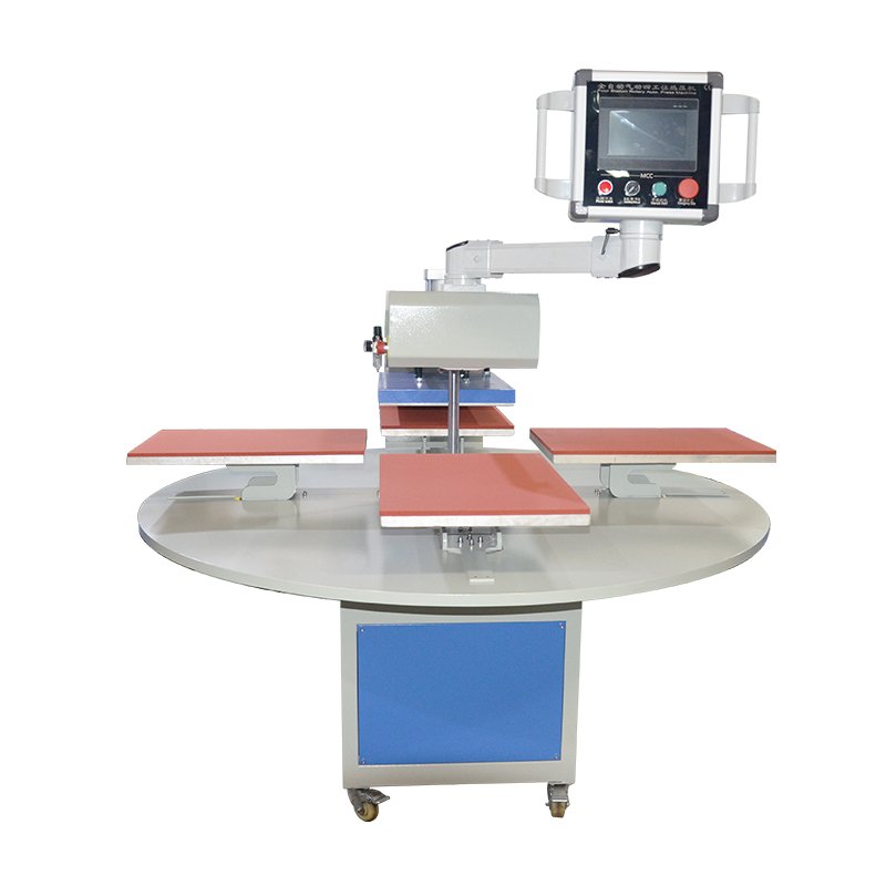 Factory Support Size Customized Automatic 4 worktable rotary pneumatic heat press machine 60x40 for industrial garment t shirt