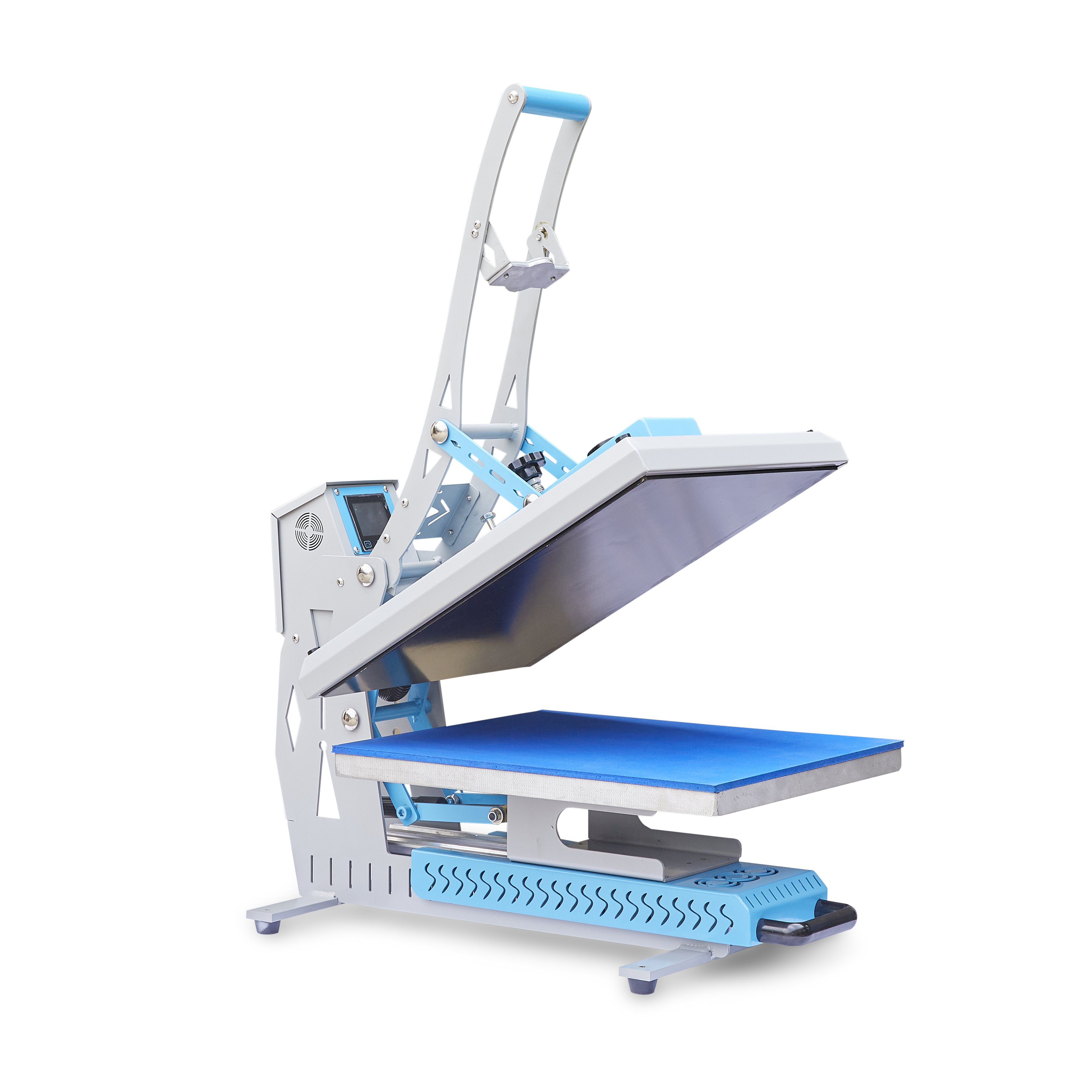 J Manual slide out t shirt transfer logo auto open heating plates heat press 40*60 machine