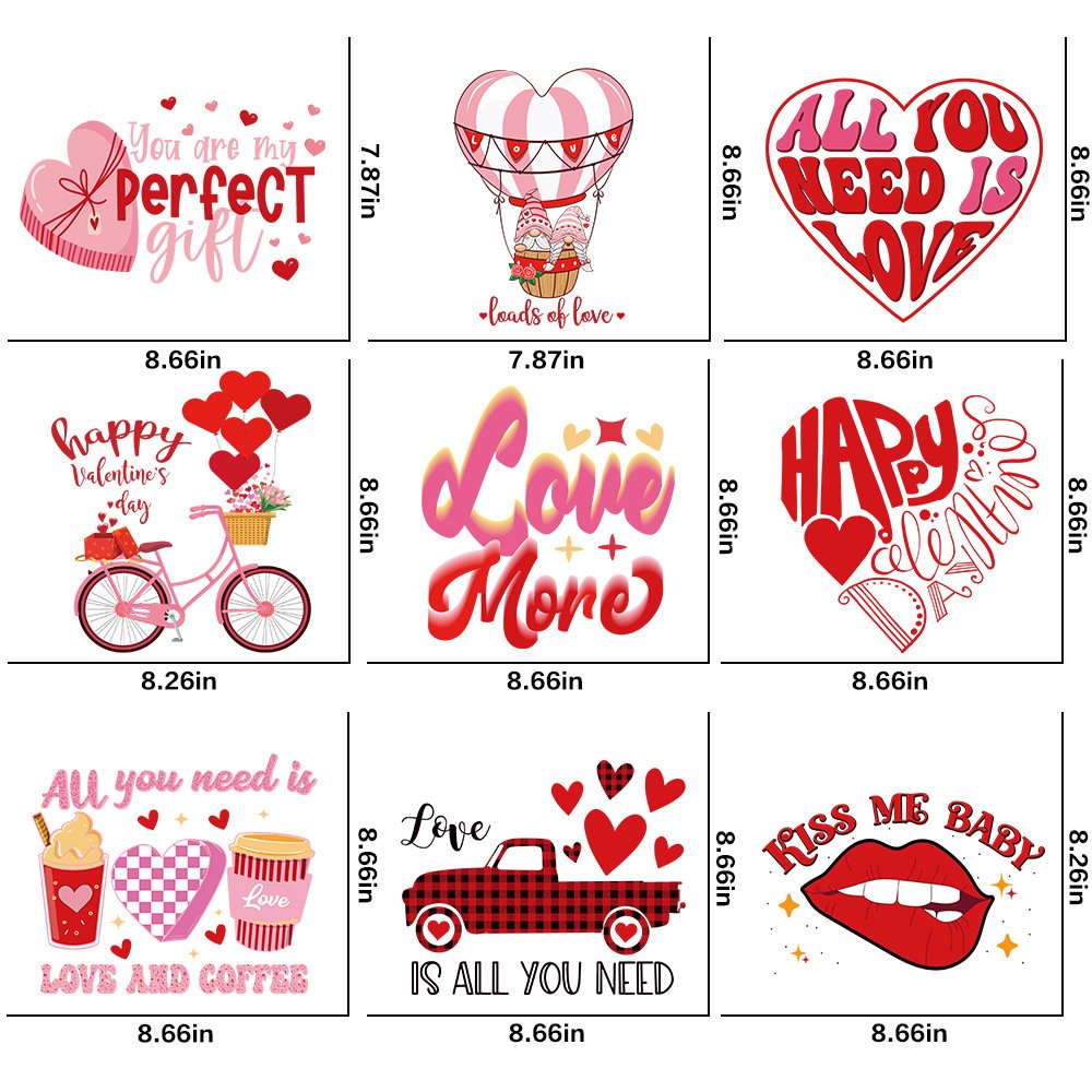 New design Valentine's Day Love Diy Bulk Offset Transfer Prints Coffee Valentine Sticker Printing Transfers For T-shirt