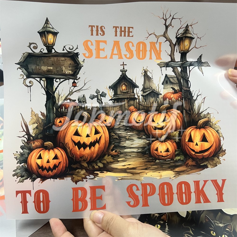 To be spooky 2024 halloween cloth decoration cute sticker iron on appliques dtf heat transfer printing