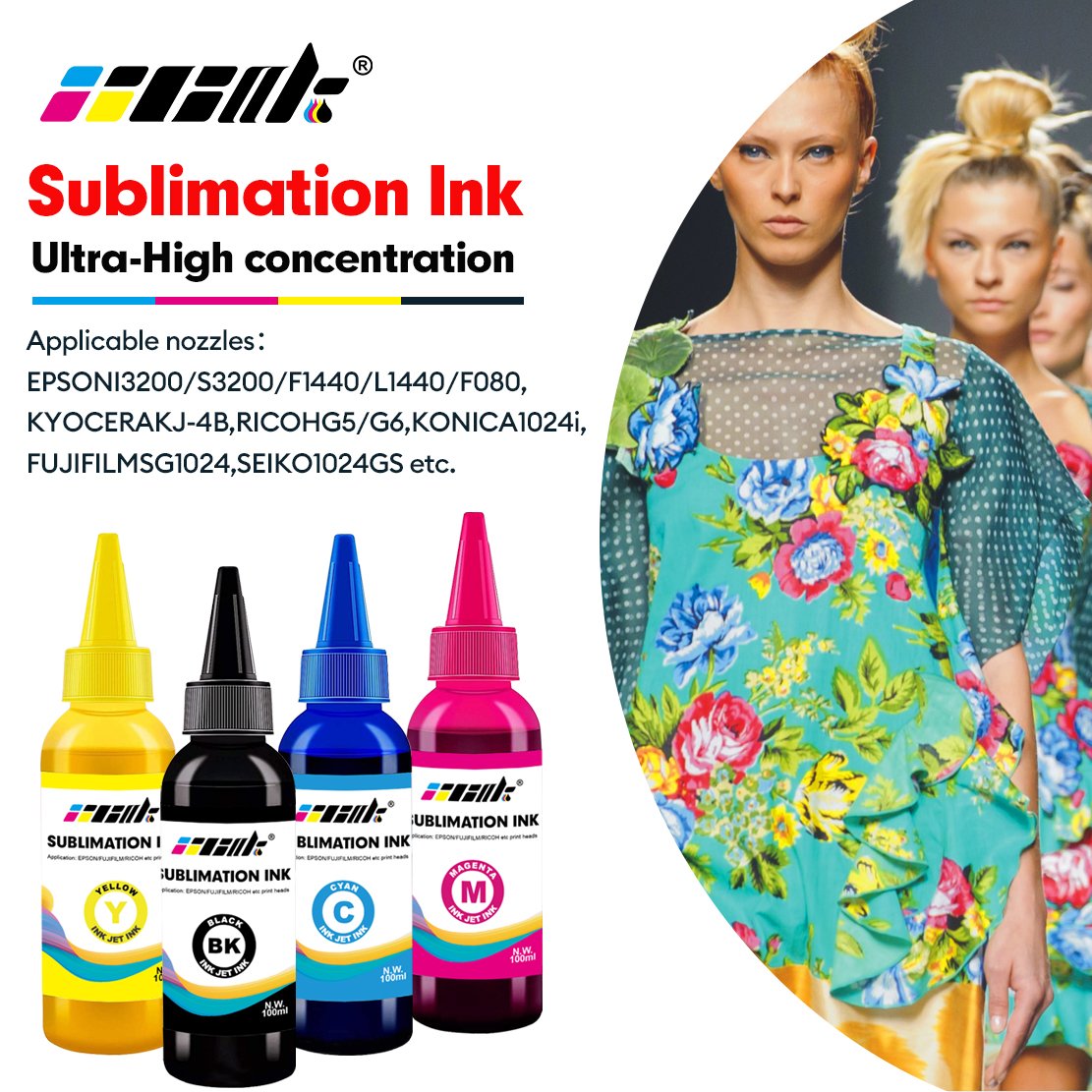 New Arrivals CMYK Sublimation Paper Printing Transfer Ink For Fashionable Dress Sportswear Home Textile