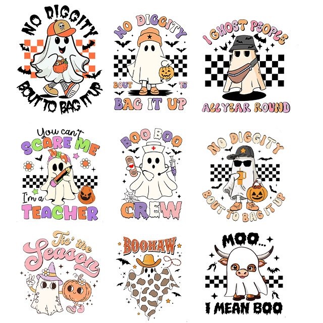 Western Iron On Transfer Patches Western Retro Ghost Heat Transfer Vinyl Stickers DIY Iron On Appliques for Clothing T-Shirt