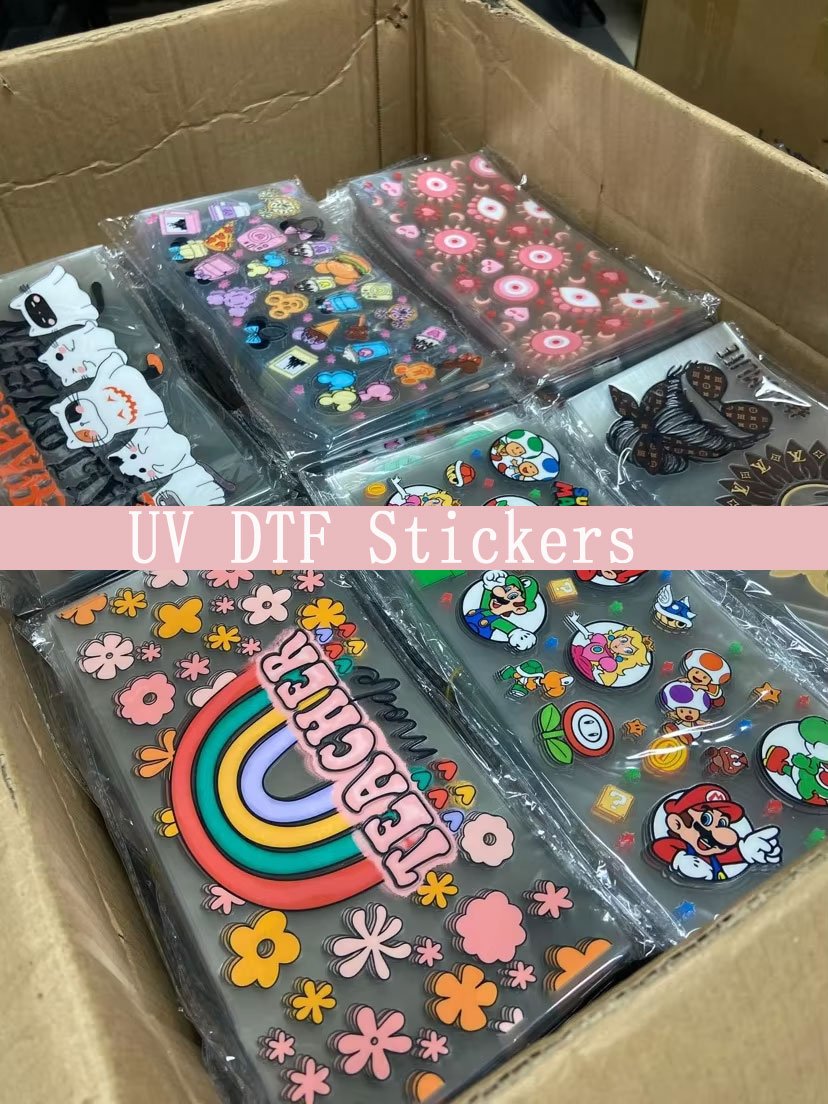 Hot Sale Cute Cartoon Design Uv Dtf Transfer Suitable Glass Jar Packaging Cup Diy Waterproof Sticker Transfer Printing