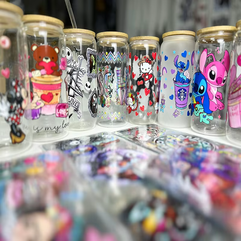 Wholesale Cheap UV DTF Cup Wraps Custom Size Waterproof Vinyl Press-On Tumblers Easy to Wash Apply with Water Transfer Printing