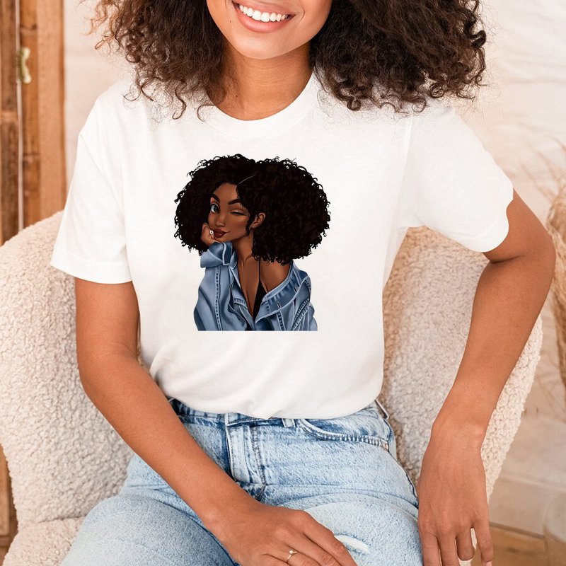 Afro black Girl Custom Heat Transfer Printing Press Heat Transfer Machine for T-shirts Custom Dtf Transfer Print