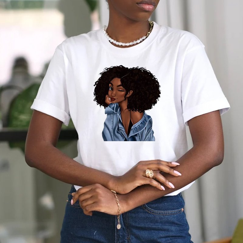 Afro black Girl Custom Heat Transfer Printing Press Heat Transfer Machine for T-shirts Custom Dtf Transfer Print