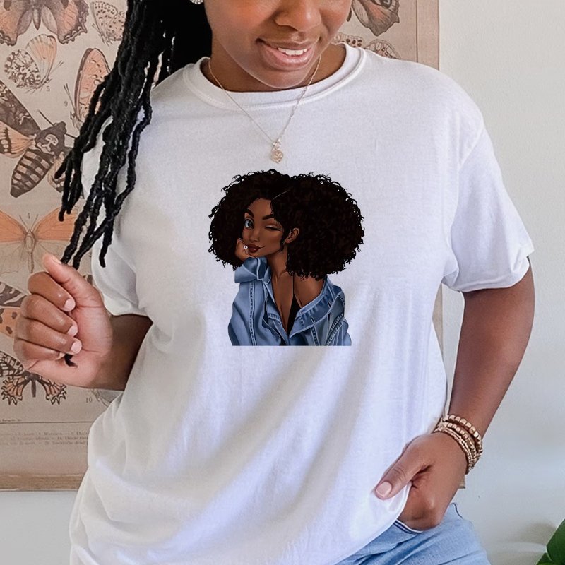 Afro black Girl Custom Heat Transfer Printing Press Heat Transfer Machine for T-shirts Custom Dtf Transfer Print