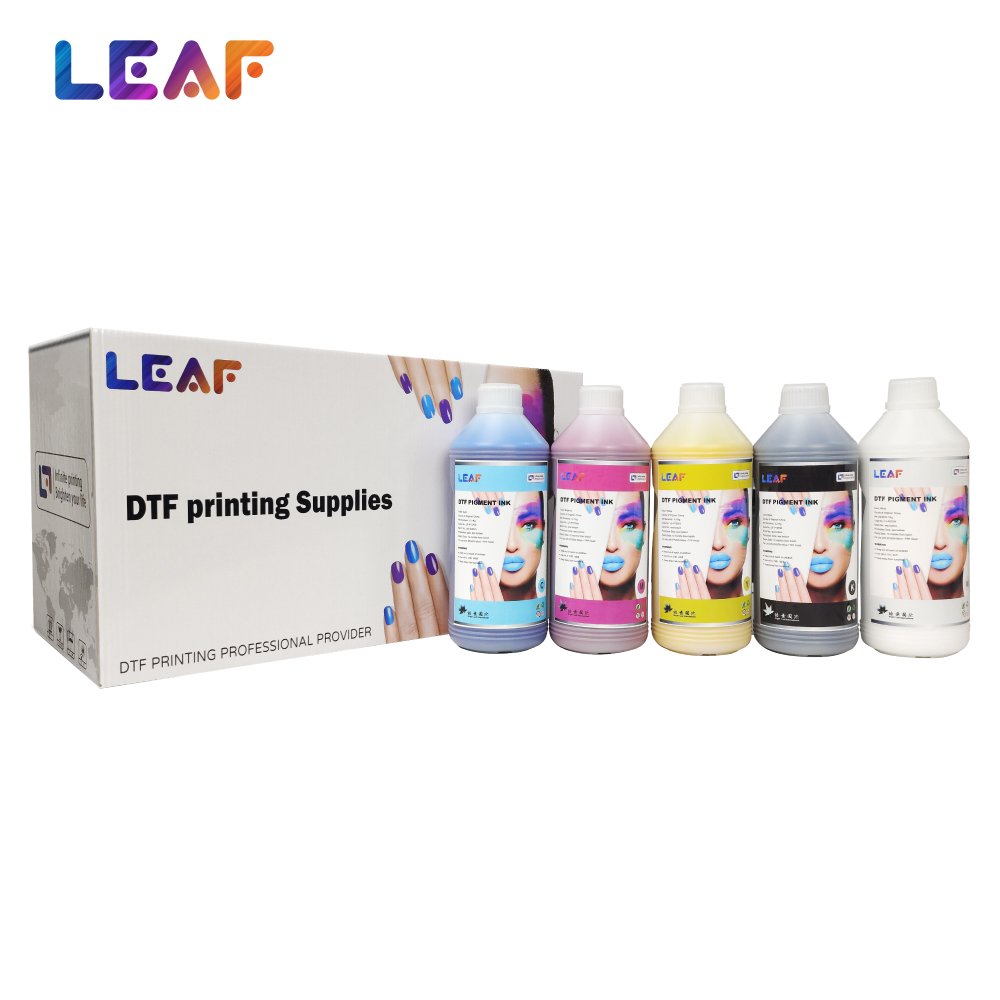 LEAF DTF Printer Ink 1000ml Premium DTF Ink For T-shirt Printing Heat Transfer CMYK White DTF Ink
