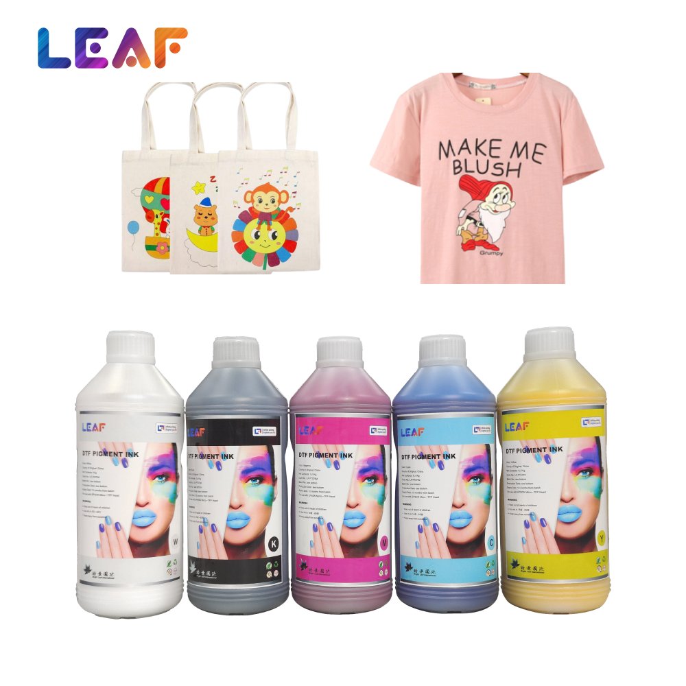 LEAF DTF Printer Ink 1000ml Premium DTF Ink For T-shirt Printing Heat Transfer CMYK White DTF Ink