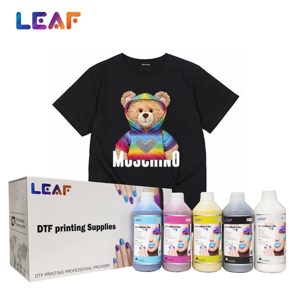 LEAF DTF Printer Ink 1000ml Premium DTF Ink For T-shirt Printing Heat Transfer CMYK White DTF Ink