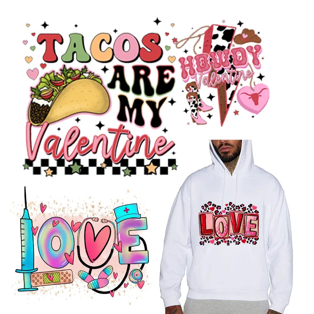 Custom DTF Screen Heat Transfer Printing Design Screen Print Transfers Valentines Day Sticker Plastisol Transfers For T Shirts