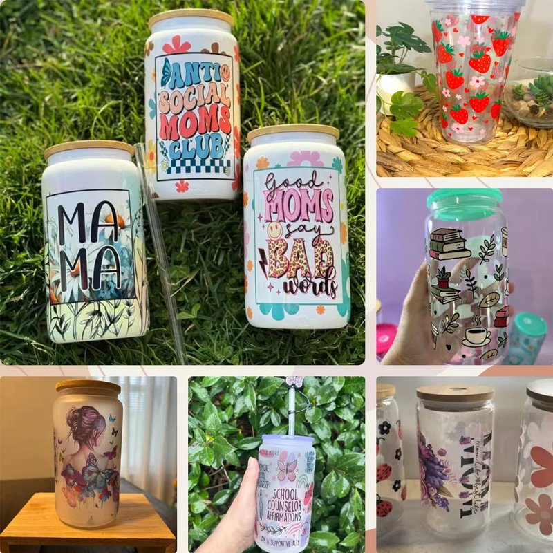 Factory Direct Uv Dtf Wraps 16oz Custom Uvdtf Cup Wraps Glass Stickers Transfer Printing For Mug Coffee Cups Tumblers