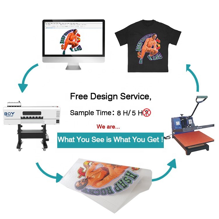DTF Printed Labels Supplier Custom Designs Logo Hip Hop Style Plastisol Ready to Press Transfers Sticker for T Shirts