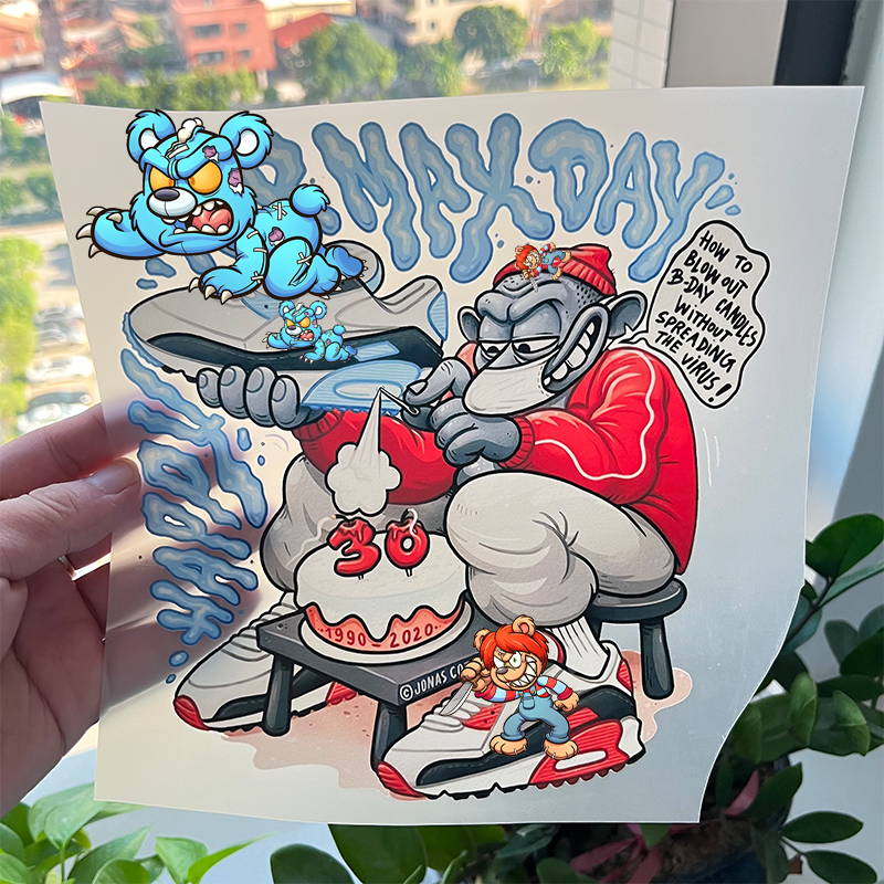 Custom Factory Design Cartoon Trend Vinyl Sticker PET Material DTF Transfers Ready-to-Press Heat Transfer for T-Shirts